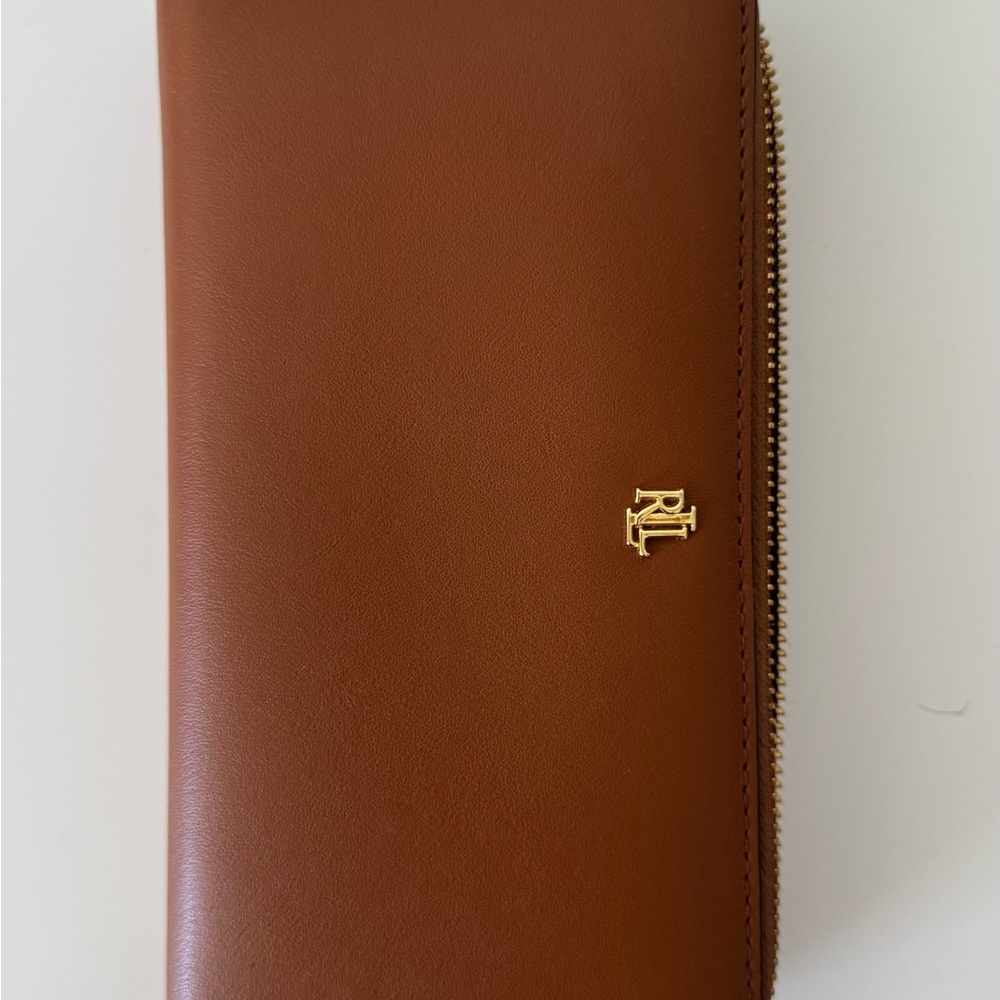 Ralph Lauren Tan Leather Zip Wallet